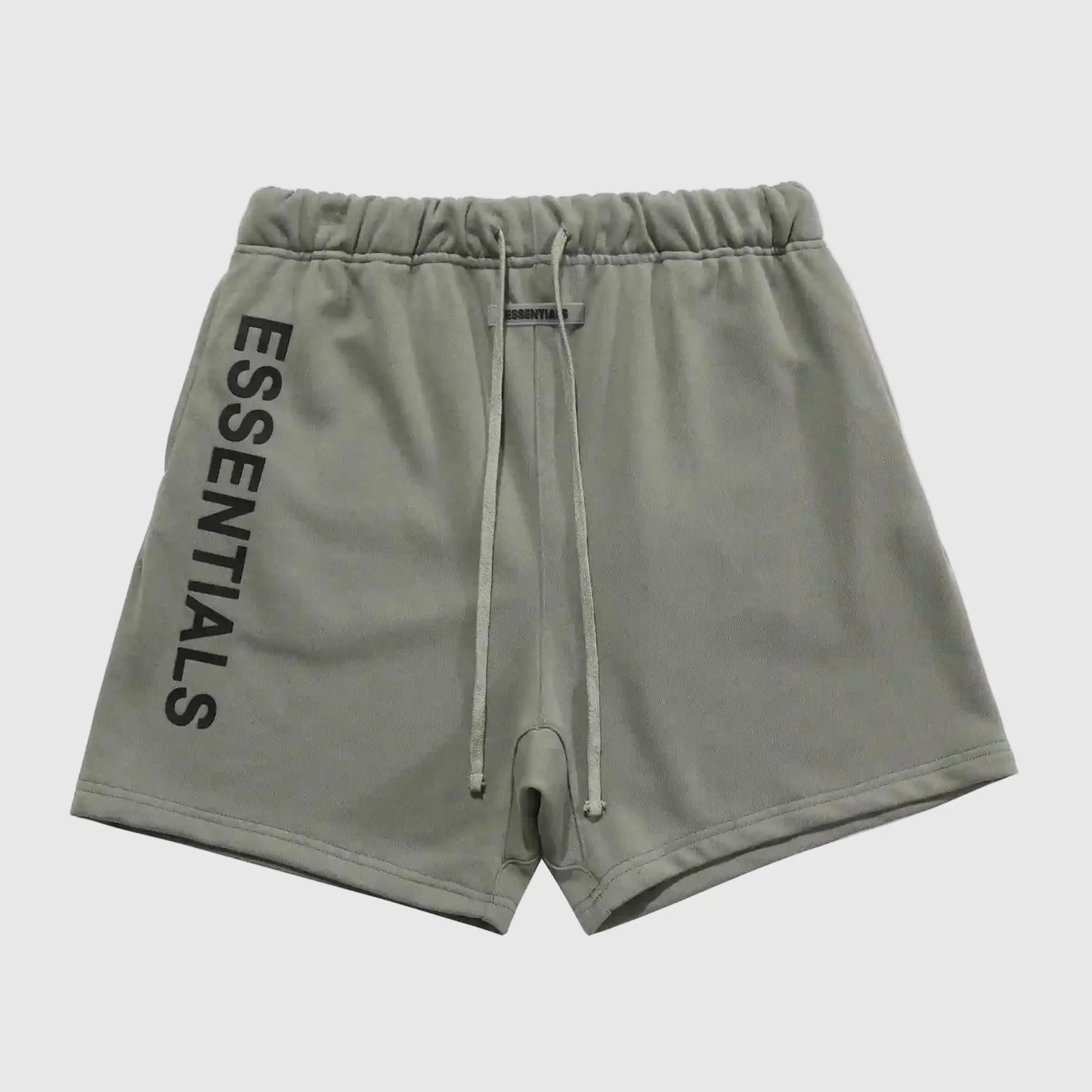 Fear of God Essentials grey fleece shorts with tonal logo and relaxed fit