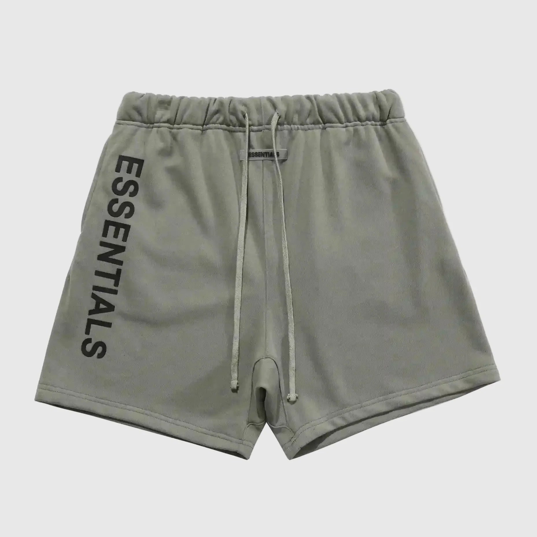 Fear of God Essentials grey fleece shorts with tonal logo and relaxed fit