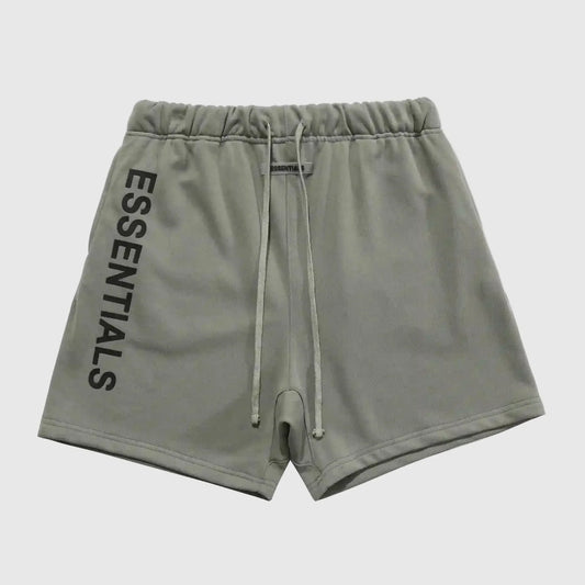 Fear of God Essentials grey fleece shorts with tonal logo and relaxed fit