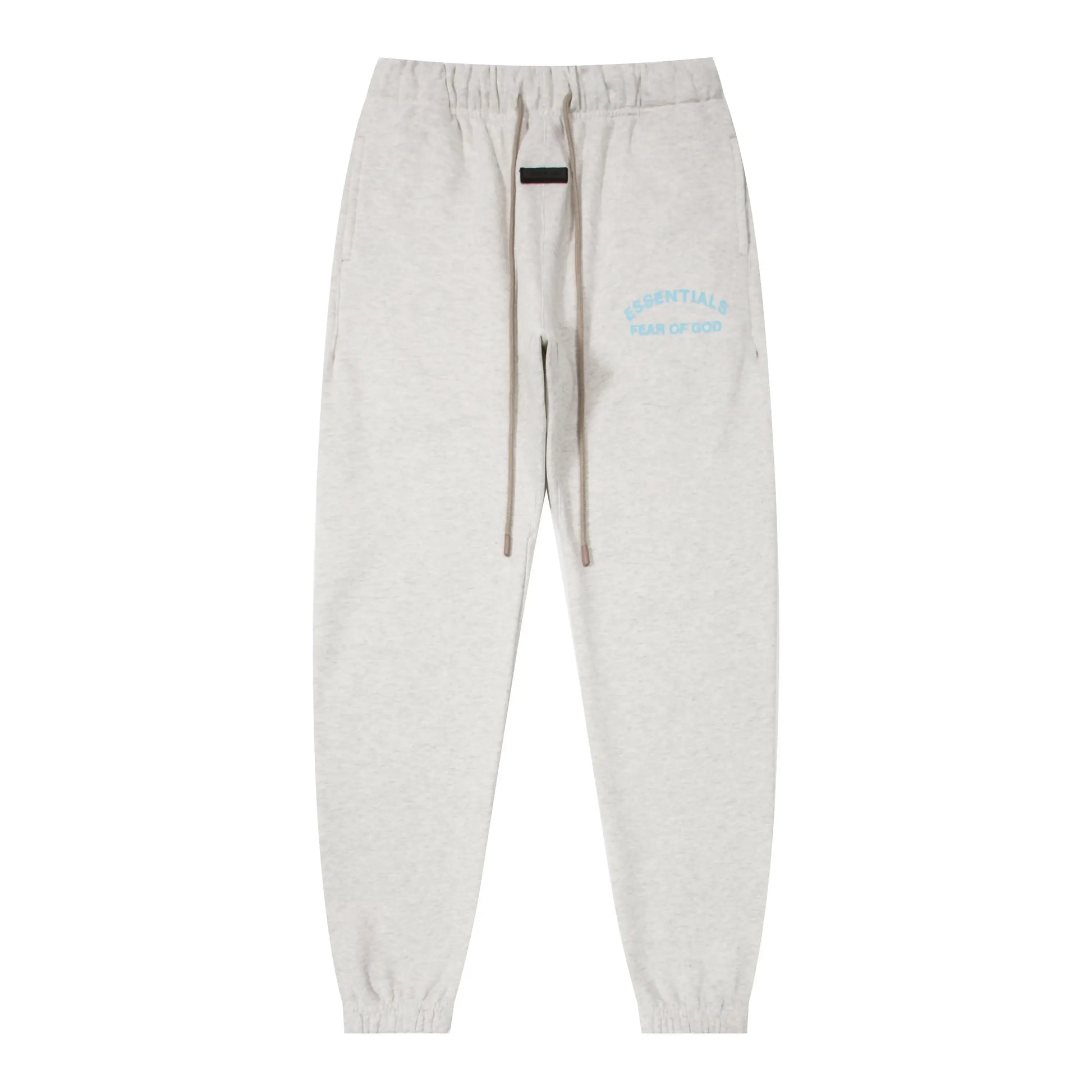 Back view of Essentials eggshell fleece tracksuit set by Fear Of God