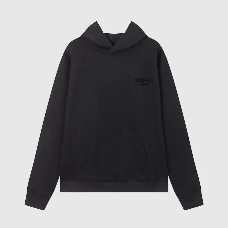 essentials black hoodie relaxed fit streetwear