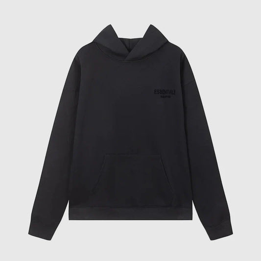 essentials black hoodie relaxed fit streetwear