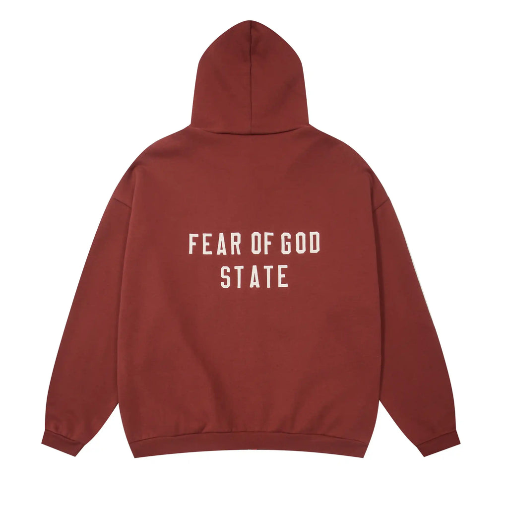 ESSENTIALS Clothing Dark Chestnut Zip Fleece Hoodie