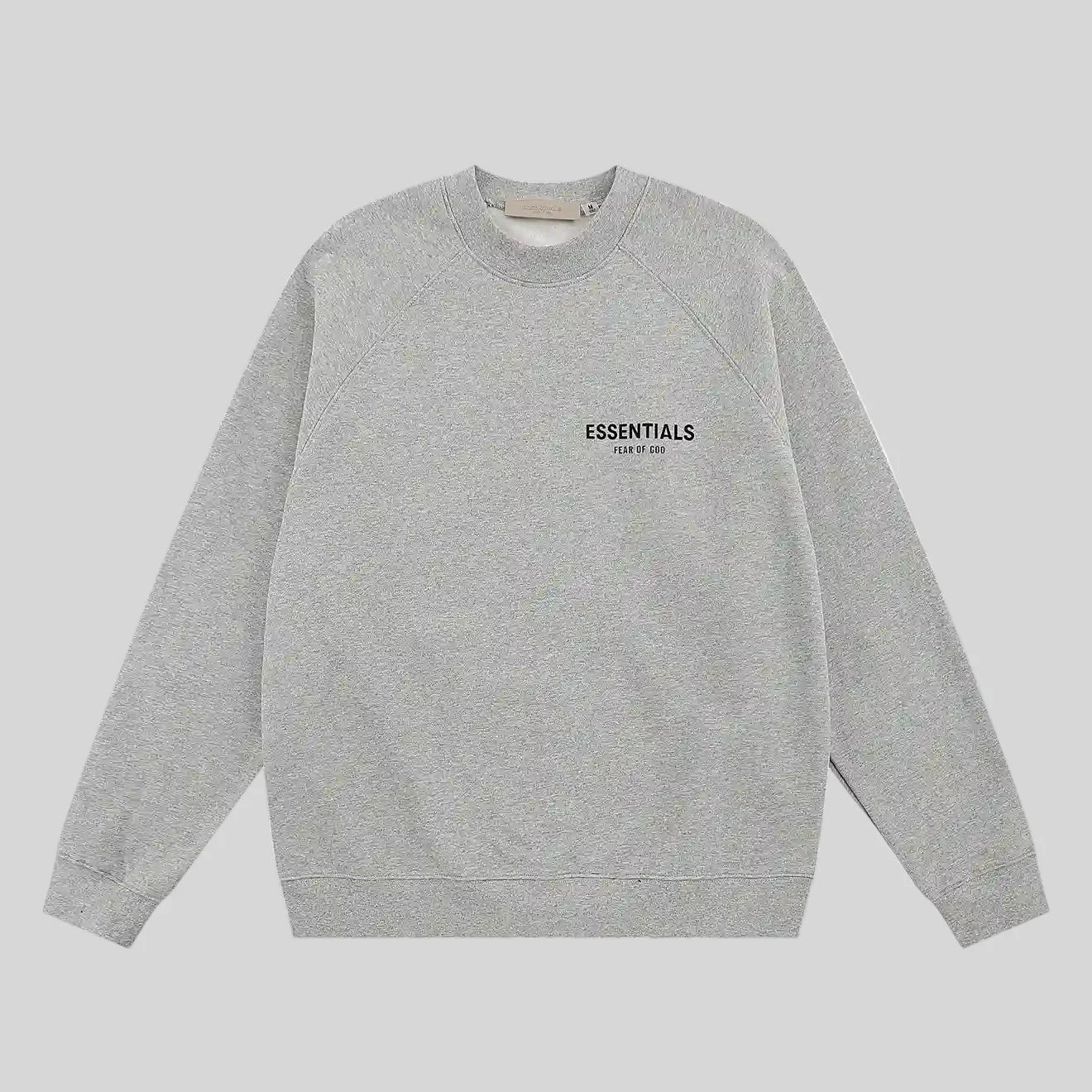 essentials light heather oatmeal sweatshirt relaxed fit streetwear