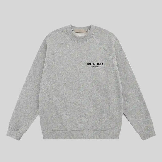essentials light heather oatmeal sweatshirt relaxed fit streetwear