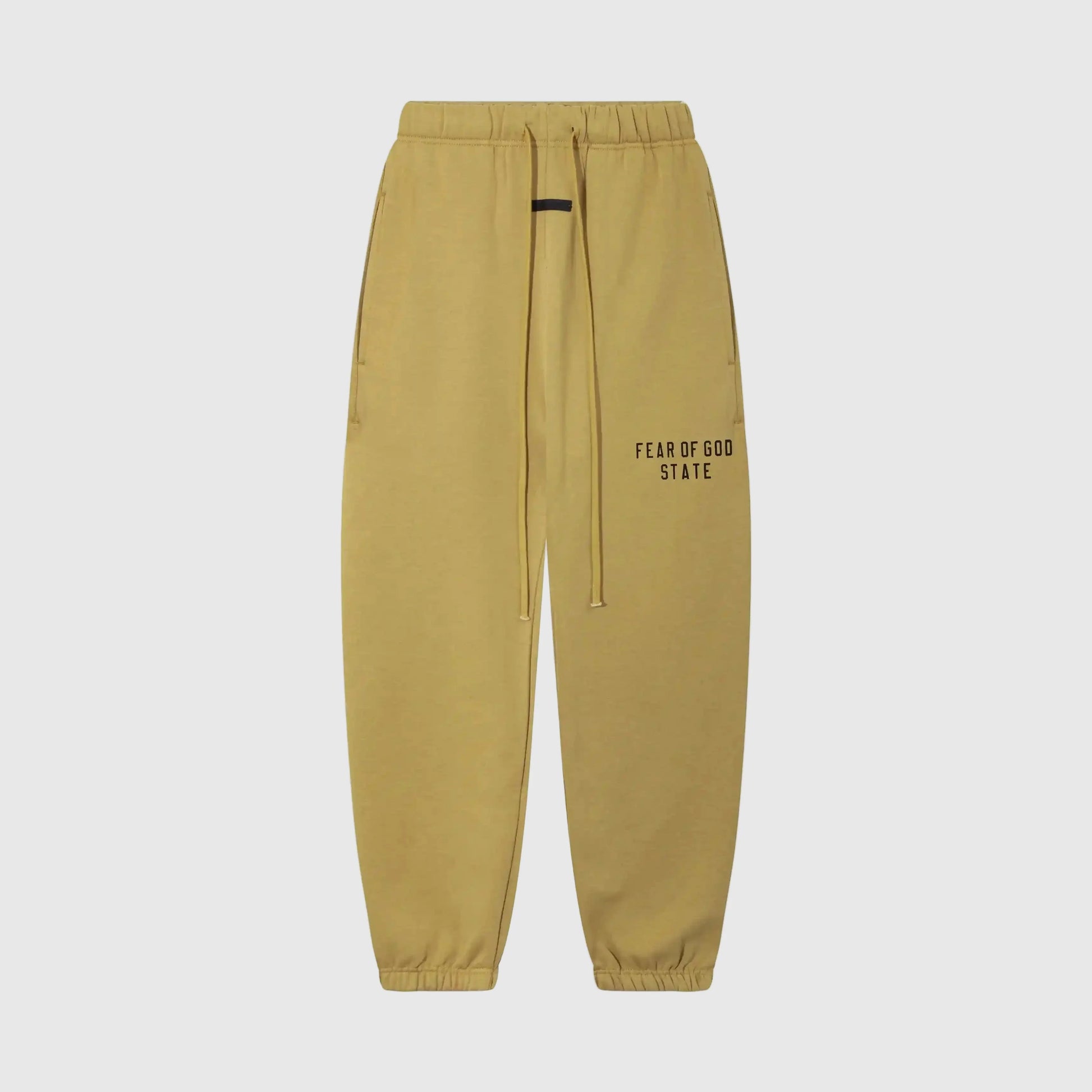 Essentials garden yellow core fleece sweatpants front view by Fear Of God