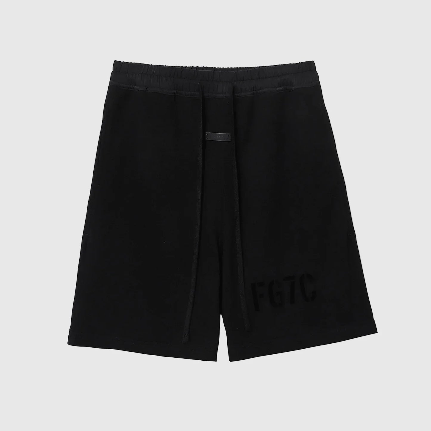 Essentials Black fleece shorts front view – Fear of God
