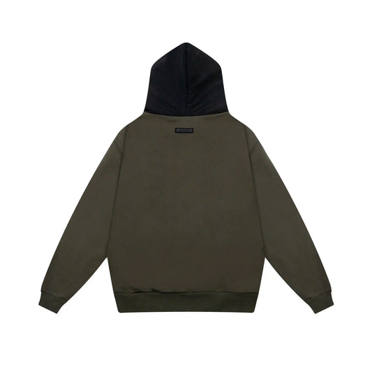 Essentials lunar green hoodie back view relaxed fit heavyweight core fleece