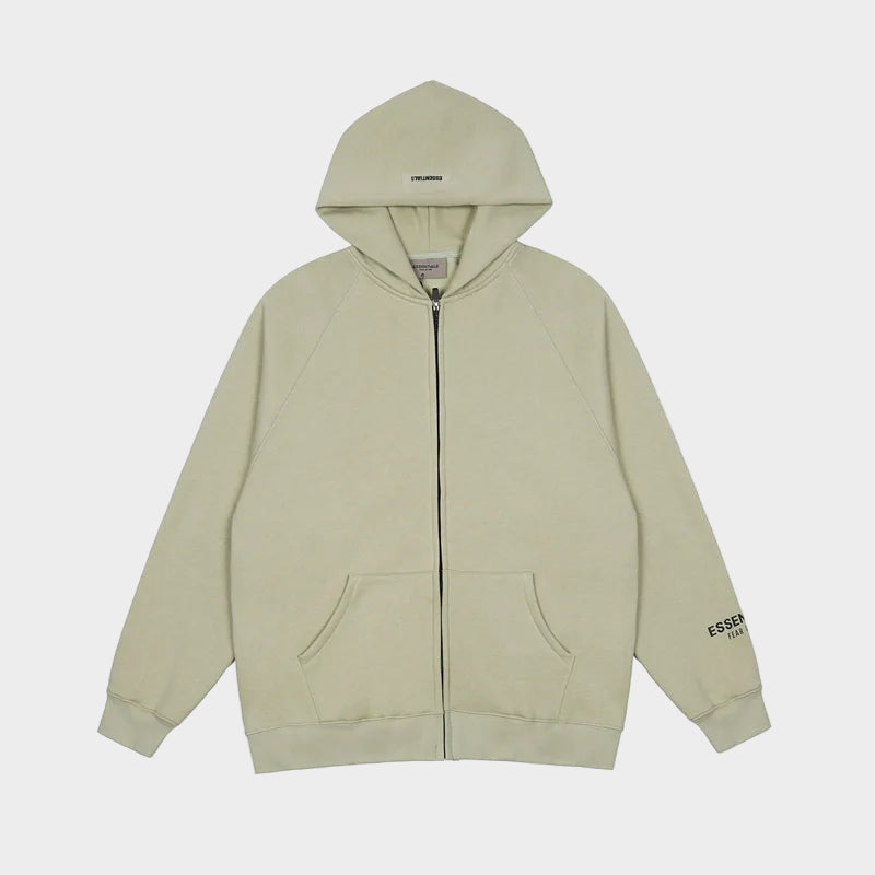ESSENTIALS Clothing Ash Grey Zip Fleece Hoodie