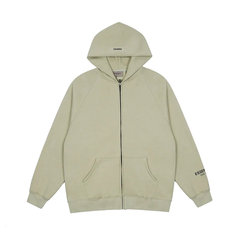 ESSENTIALS Clothing Ash Grey Zip Fleece Hoodie