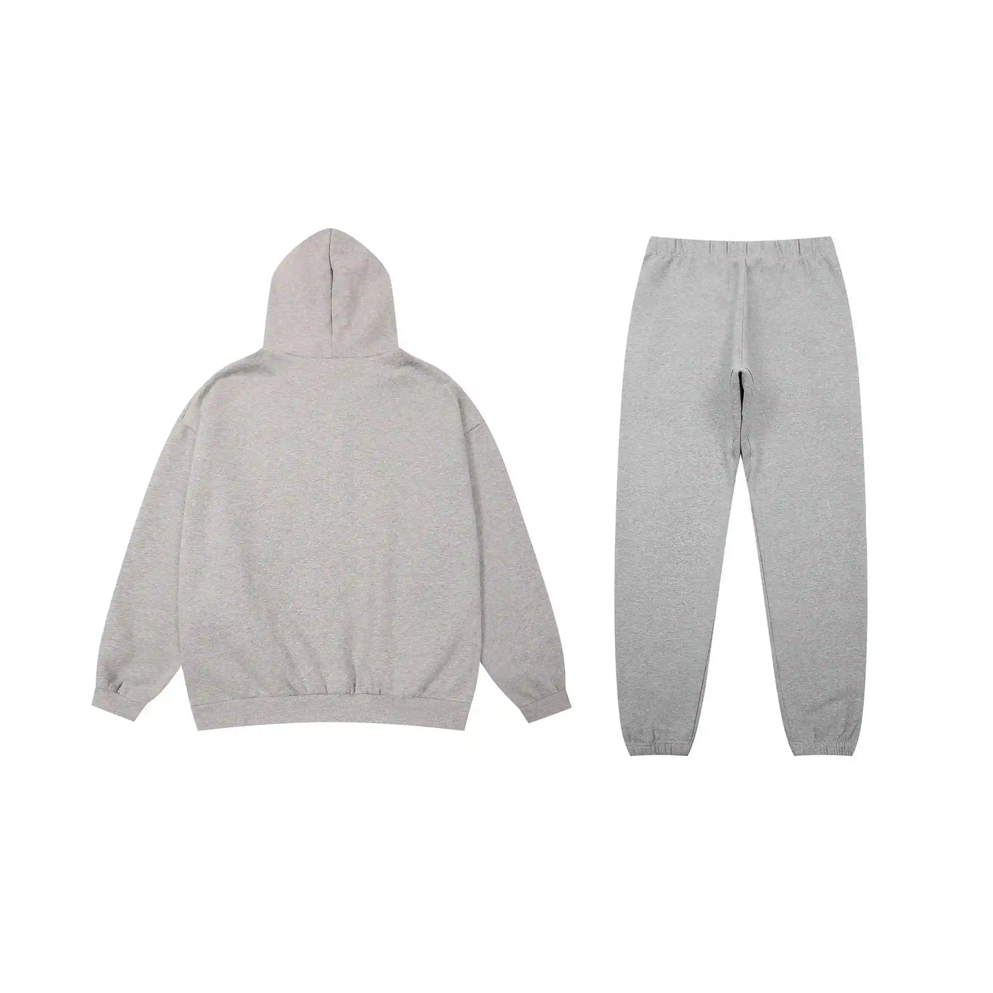 Essentials tracksuit dark heather oatmeal angled view relaxed fit set