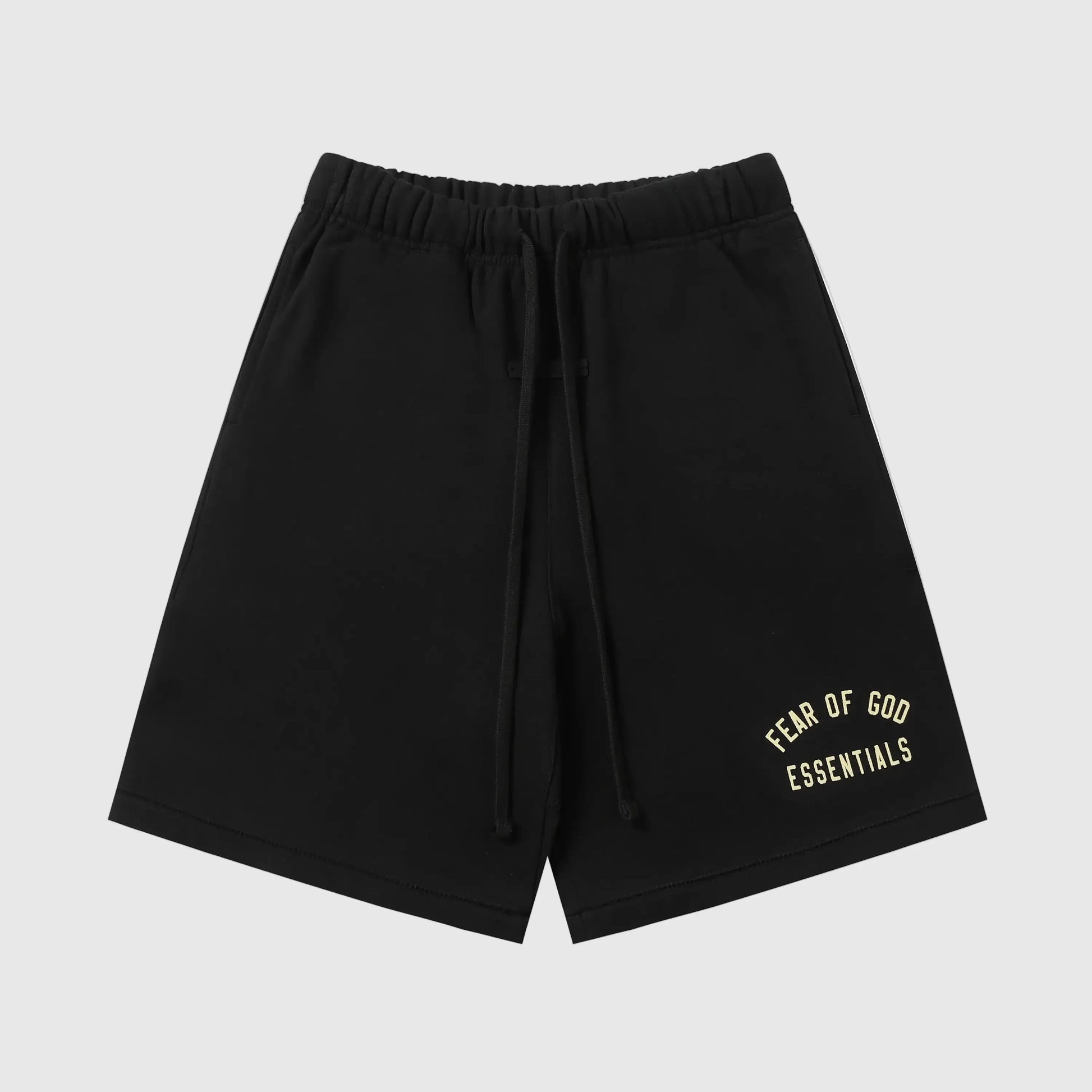 Essentials Black fleece shorts front view – Fear of God