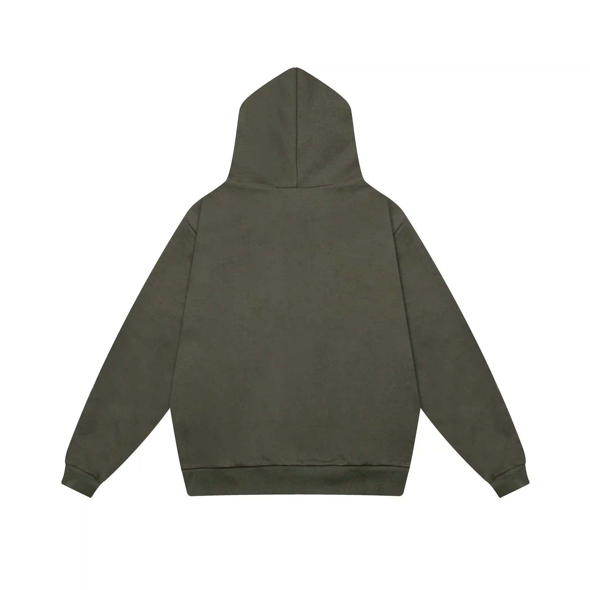 Essentials lunar green hoodie back view relaxed fit heavyweight core fleece