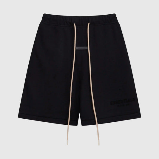 Essentials Black fleece shorts front view – Fear of God