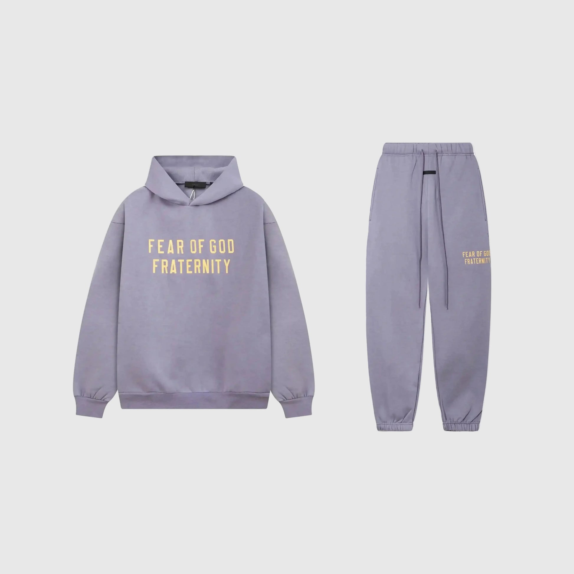 Essentials Pastel Purple Hoodie Set front view – Fear of God matching set