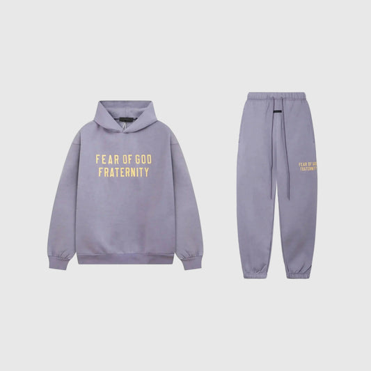 Essentials Pastel Purple Hoodie Set front view – Fear of God matching set