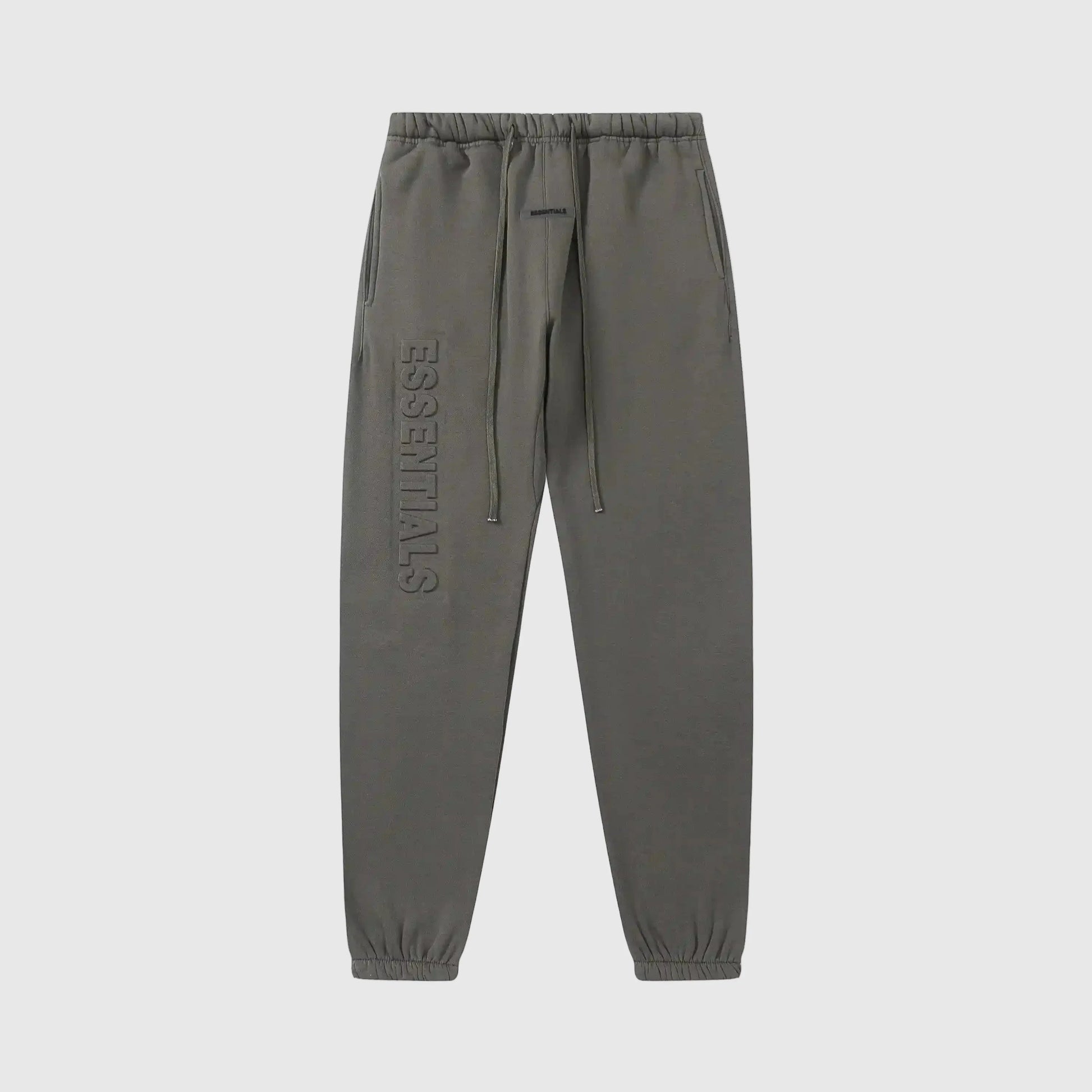 Essentials grey comfort fleece sweatpants by Fear of God front view