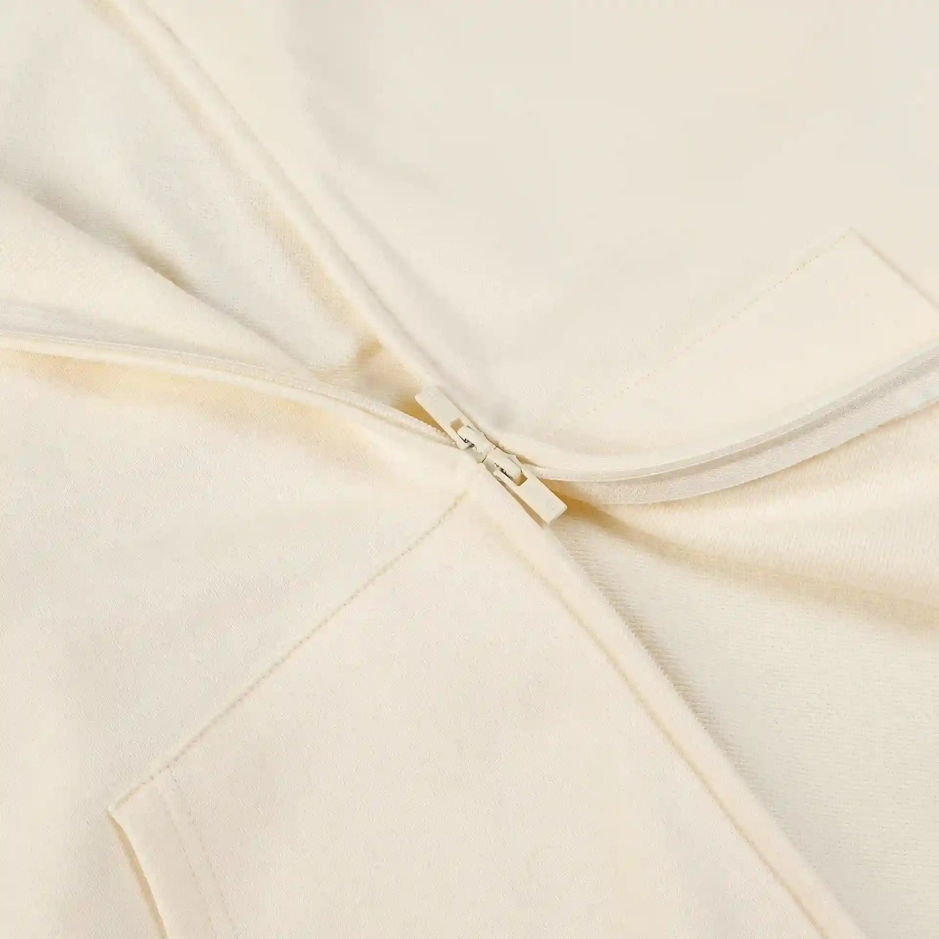 essentials cloud dance zip fleece hoodie ribbed cuffs and hem detail