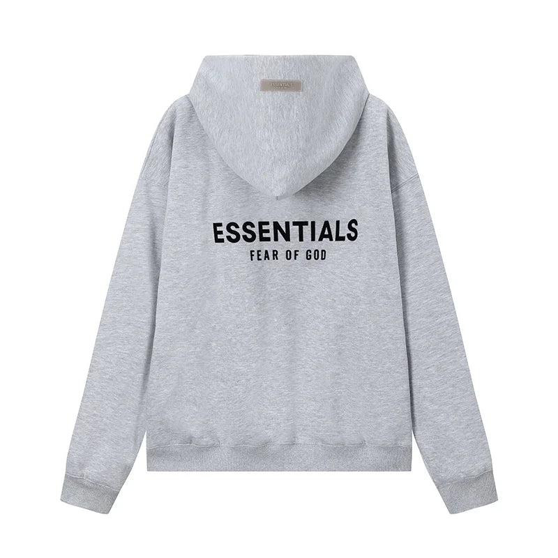 essentials dark heather oatmeal hoodie soft fleece pullover casual