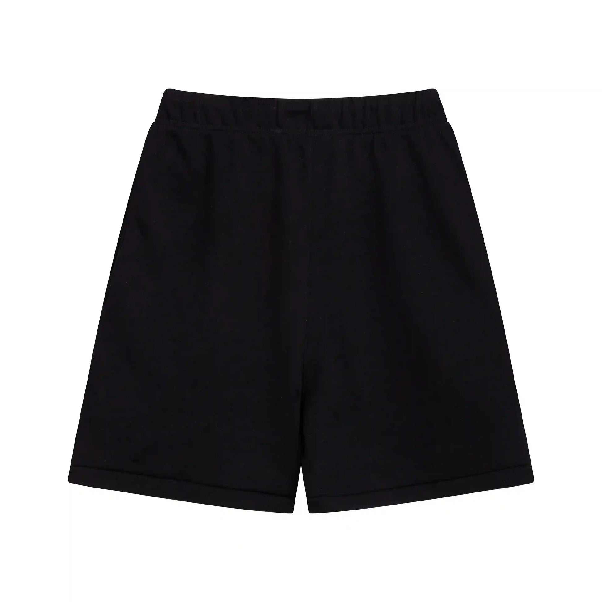 Fear of God Essentials Black fleece shorts relaxed fit side view