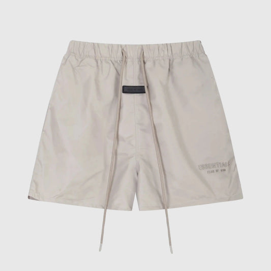 Fear of God Essentials fleece shorts in heathered grey with tonal branding and drawstring waist
