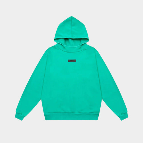 Essentials Aqua Green pullover hoodie front view – Fear of God