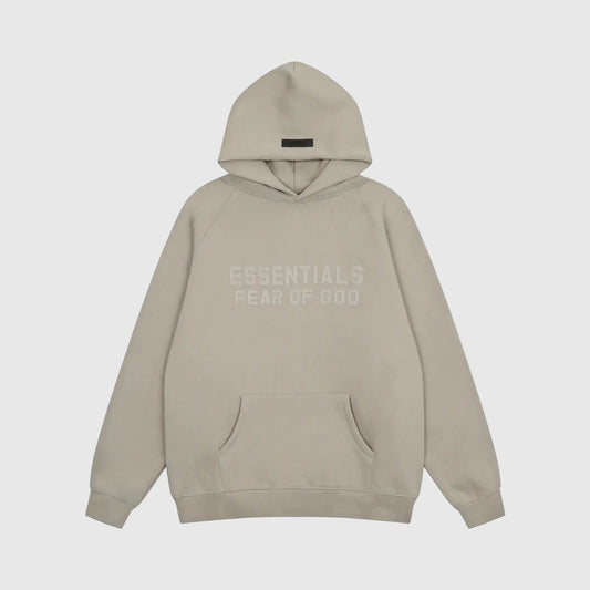 essentials heathered grey hoodie relaxed fit streetwear