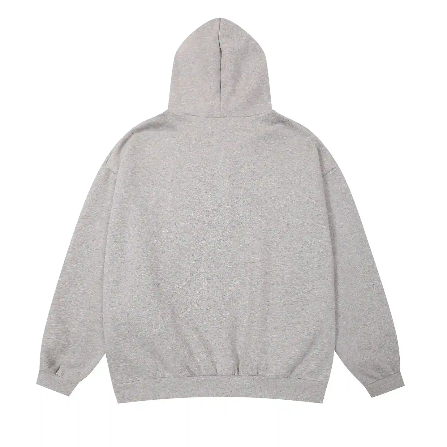 Dark heather oatmeal Essentials hood rubberized label detail close-up