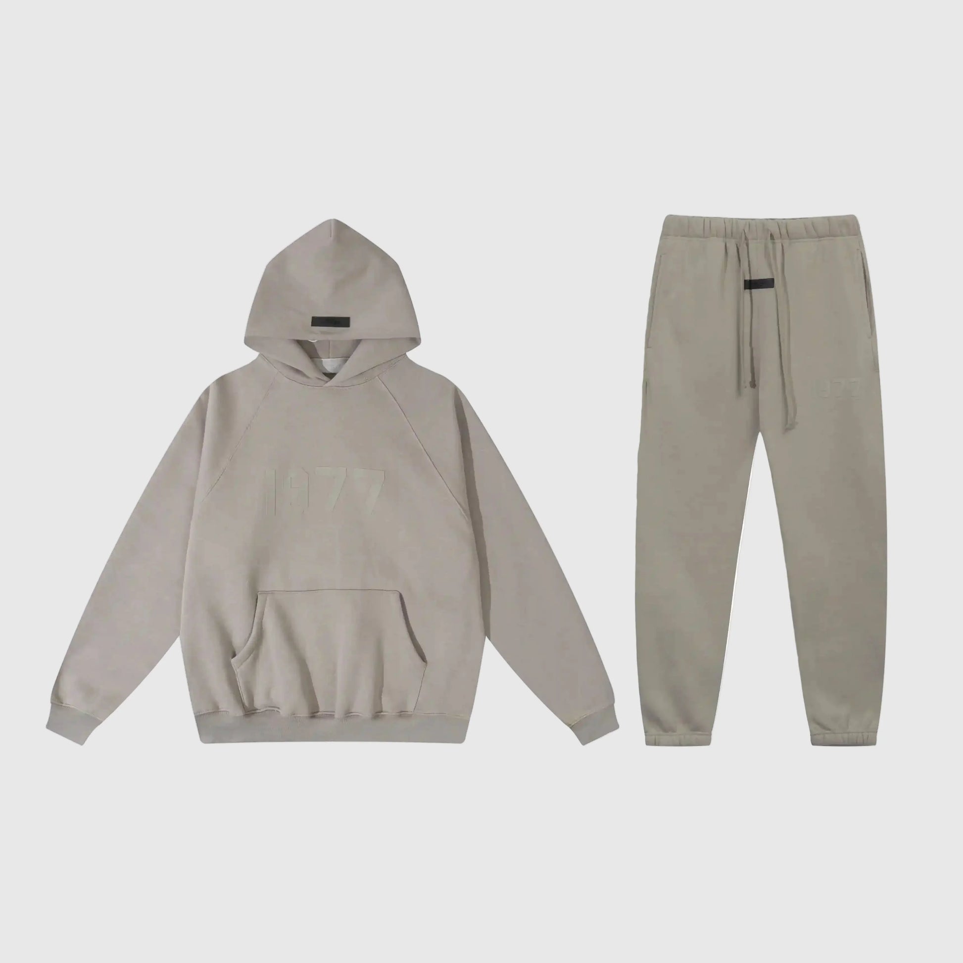 Essentials heathered grey fleece tracksuit set with relaxed casual fit by Fear Of God
