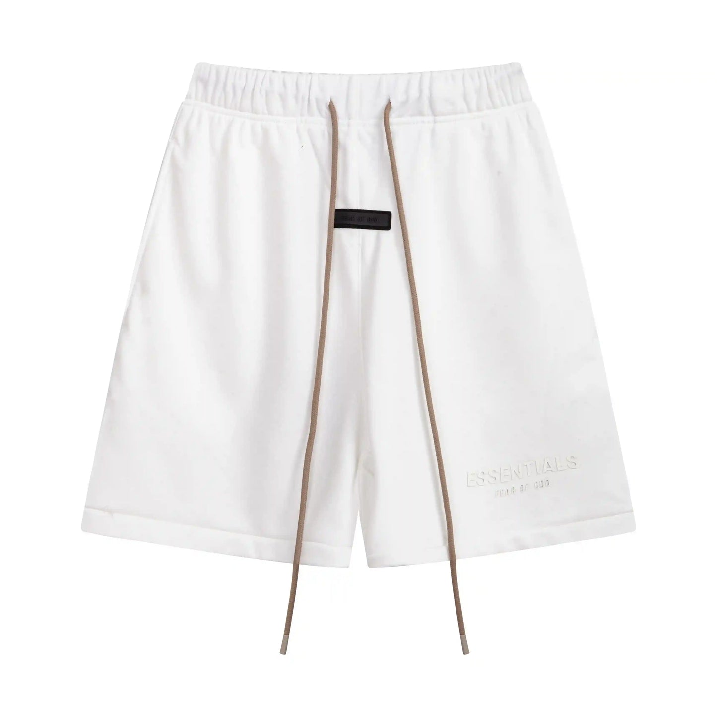 Essentials Eggshell fleece shorts front view – Fear of God