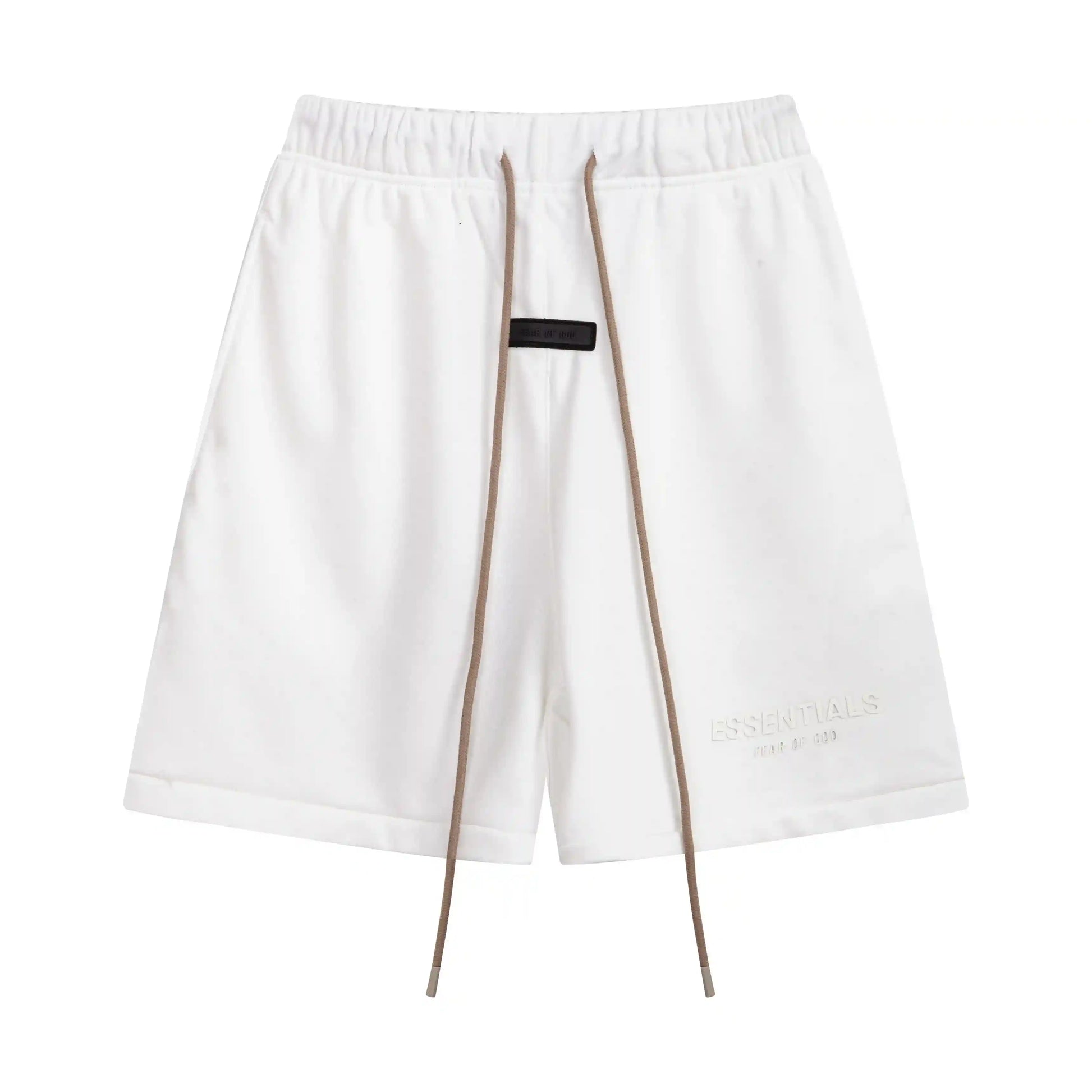 Essentials Eggshell fleece shorts front view – Fear of God
