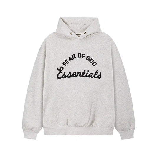 Fear of God Essentials Light Heathered Oatmeal Hoodie | Soft Neutral Essentials Hoodie