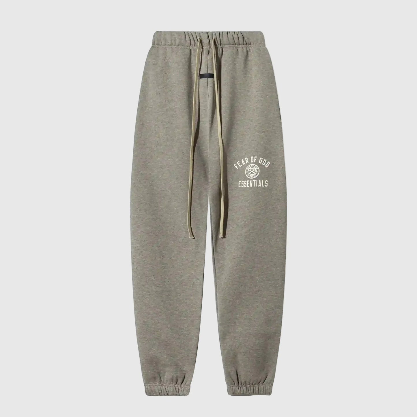 Premium fleece fabric detail on heathered grey sweatpants by Fear of God
