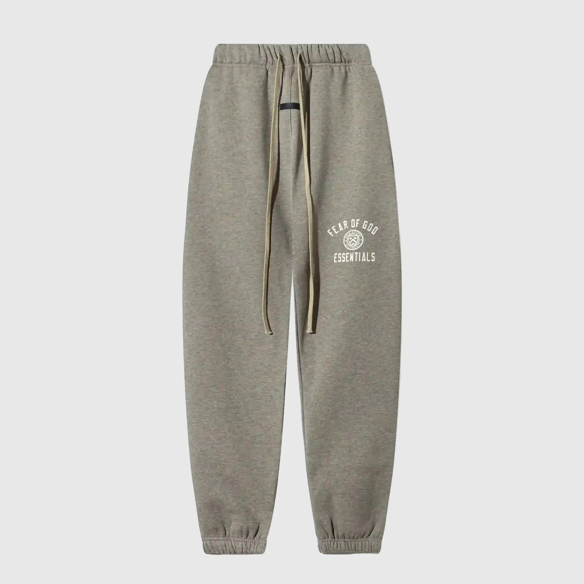 Premium fleece fabric detail on heathered grey sweatpants by Fear of God