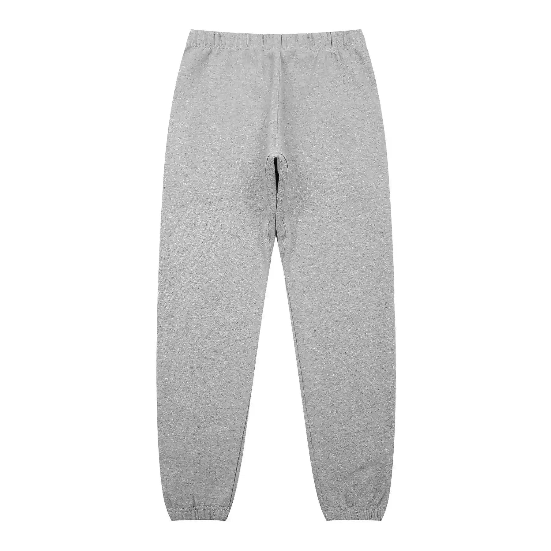 Fear of God Essentials dark heather oatmeal tracksuit back view hoodie and joggers