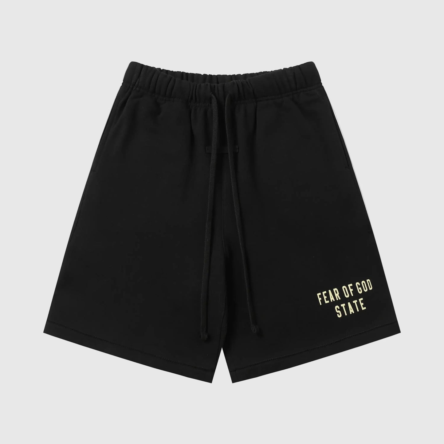 Essentials Black fleece shorts front view – Fear of God