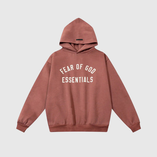 essentials dark chestnut hoodie relaxed fit streetwear