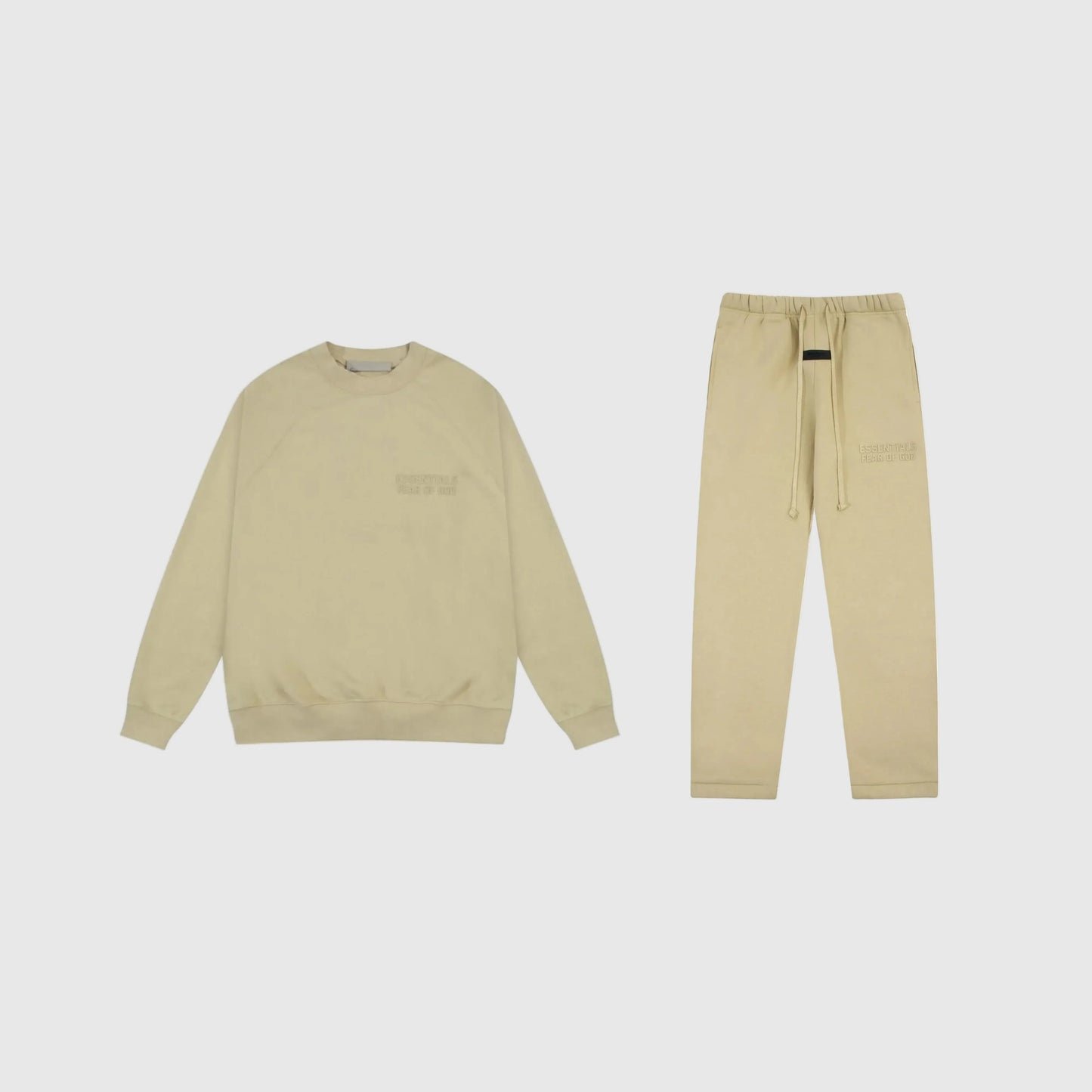 Fear of God Essentials hampton yellow tracksuit front view crewneck and joggers