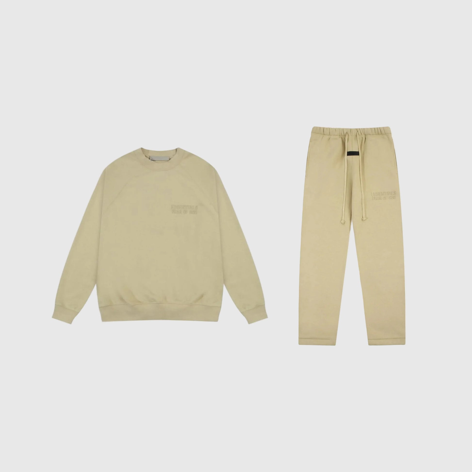 Fear of God Essentials hampton yellow tracksuit front view crewneck and joggers
