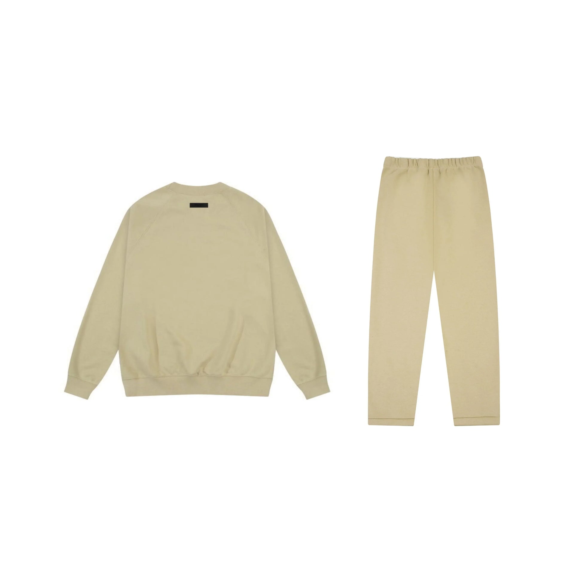 Essentials tracksuit hampton yellow angled view relaxed fit crewneck set