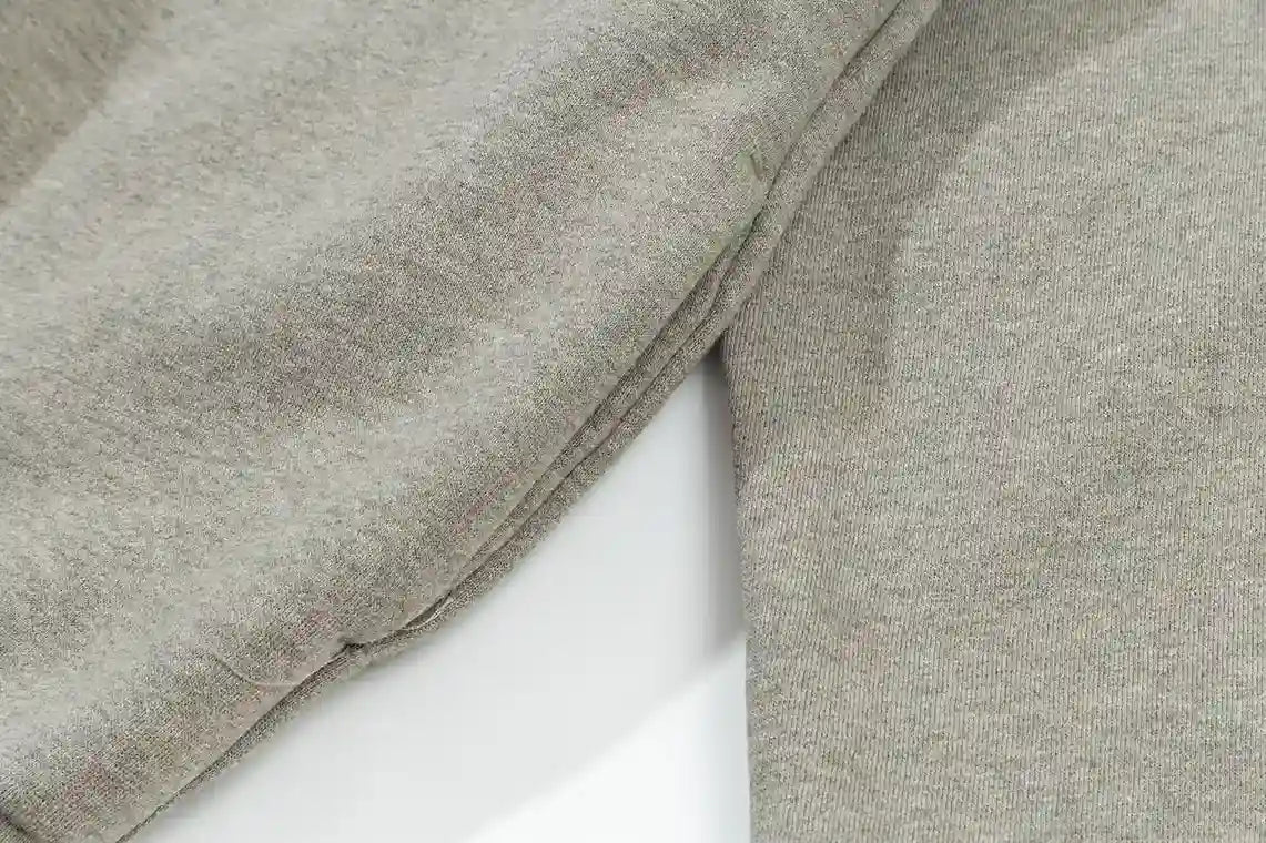 Essentials heathered grey tracksuit front view – Fear of God hoodie and jogger set
