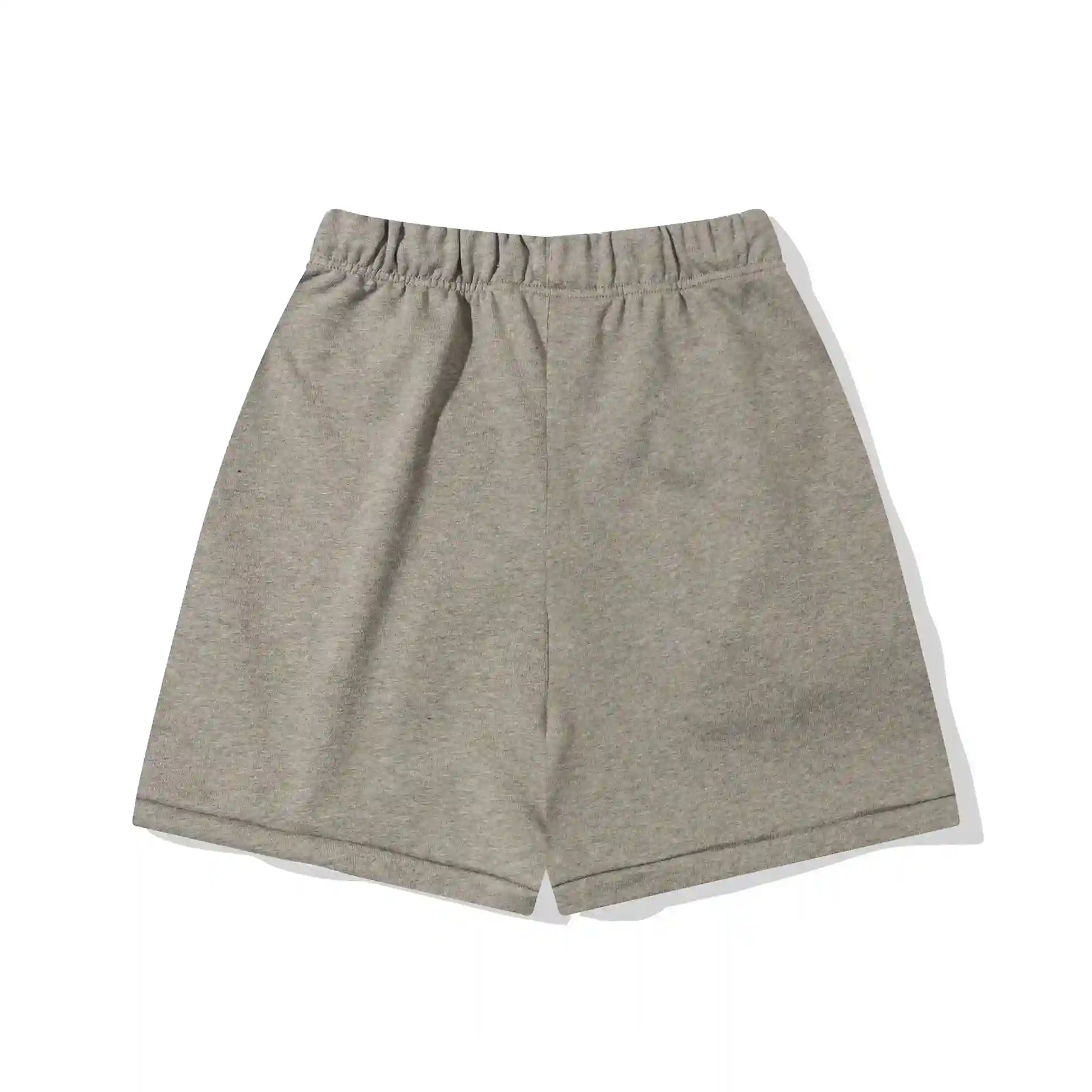 Fear of God Essentials Sandrift light beige fleece shorts with tonal branding and drawcords