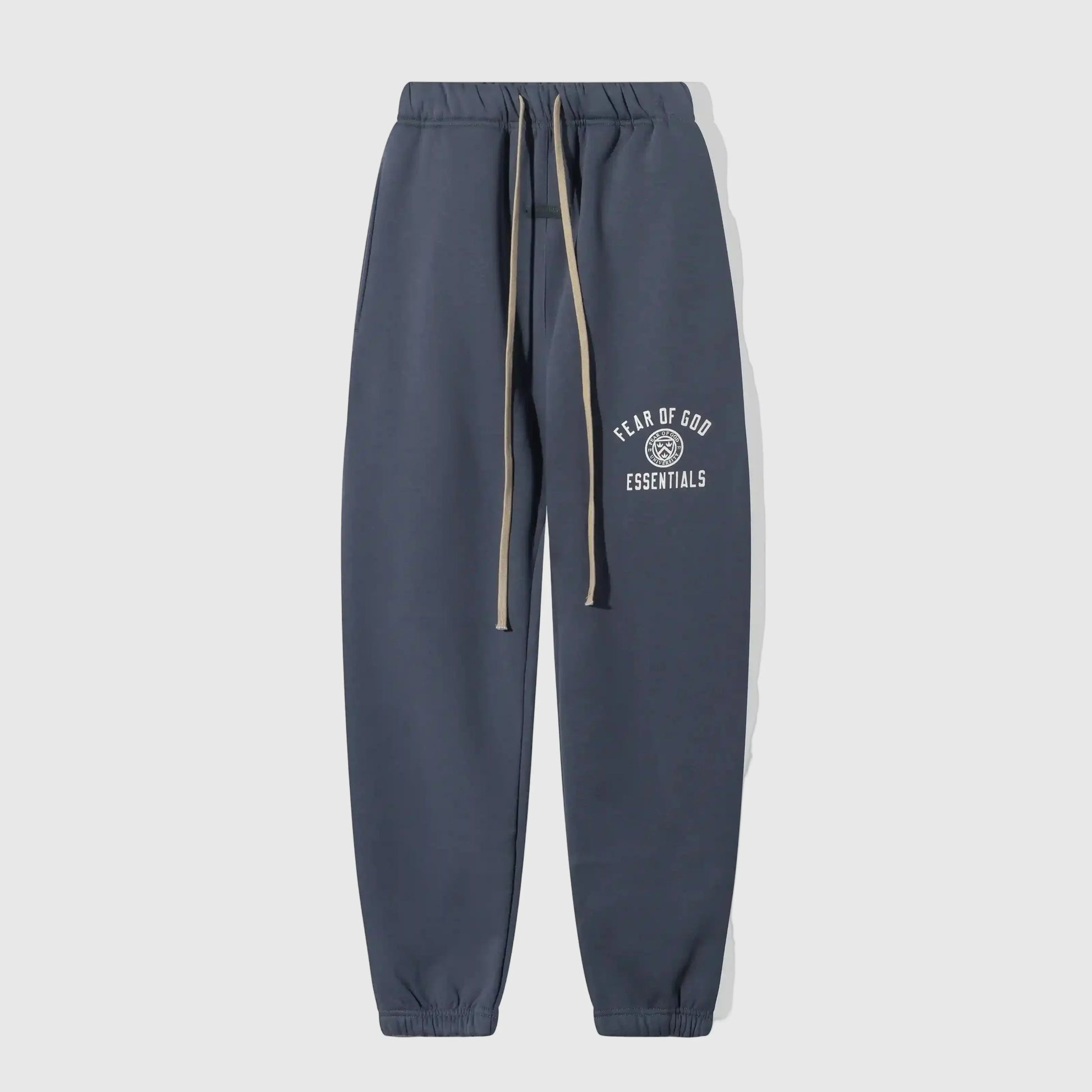Essentials blue core fleece sweatpants by Fear of God front view