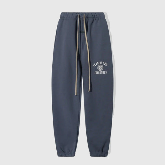 Essentials blue core fleece sweatpants by Fear of God front view