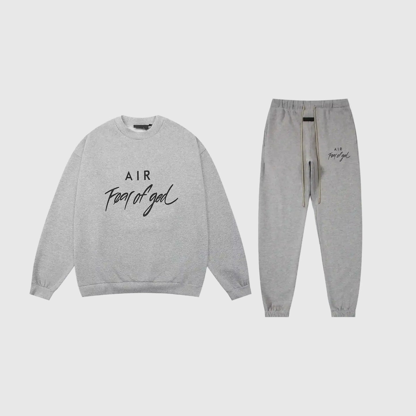 Essentials Dark Heather Oatmeal Hoodie Set front view – Fear of God matching set