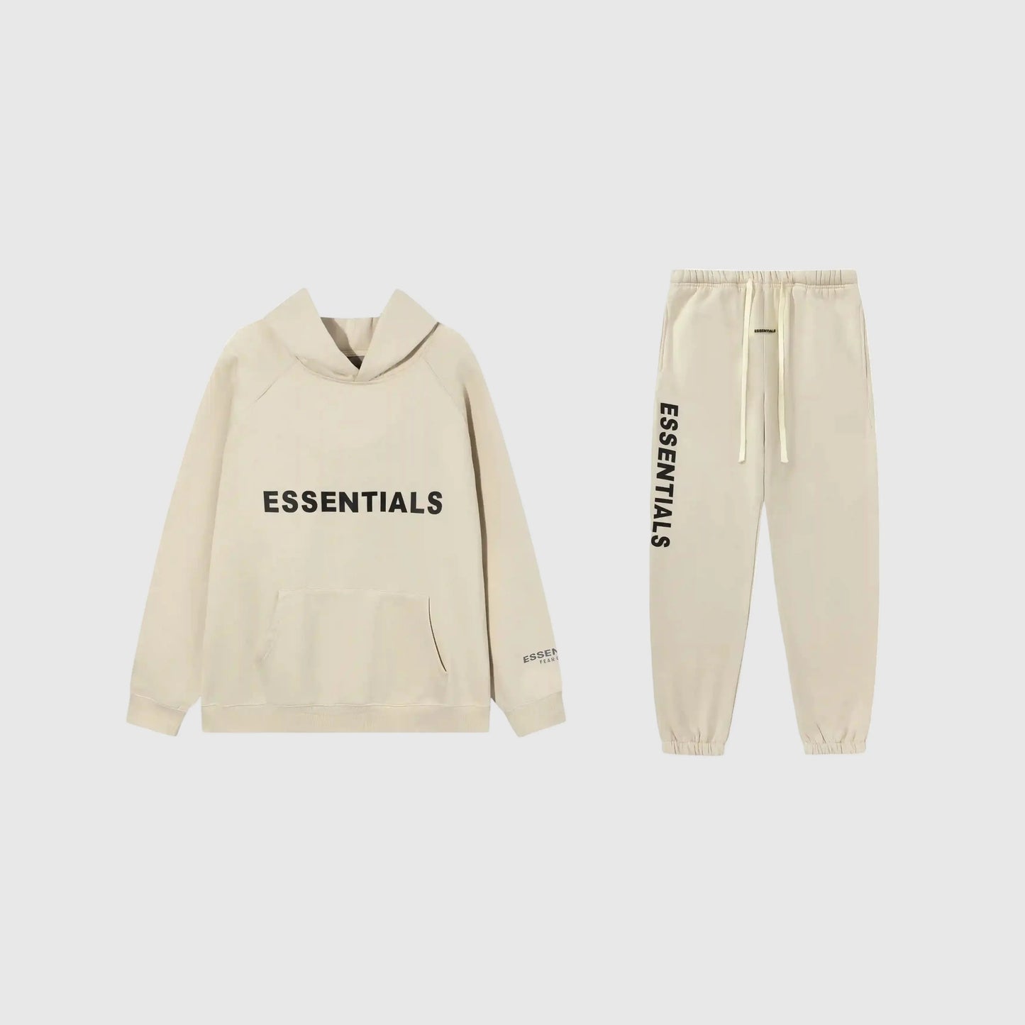 Essentials Beige Hoodie Set front view – Fear of God matching set