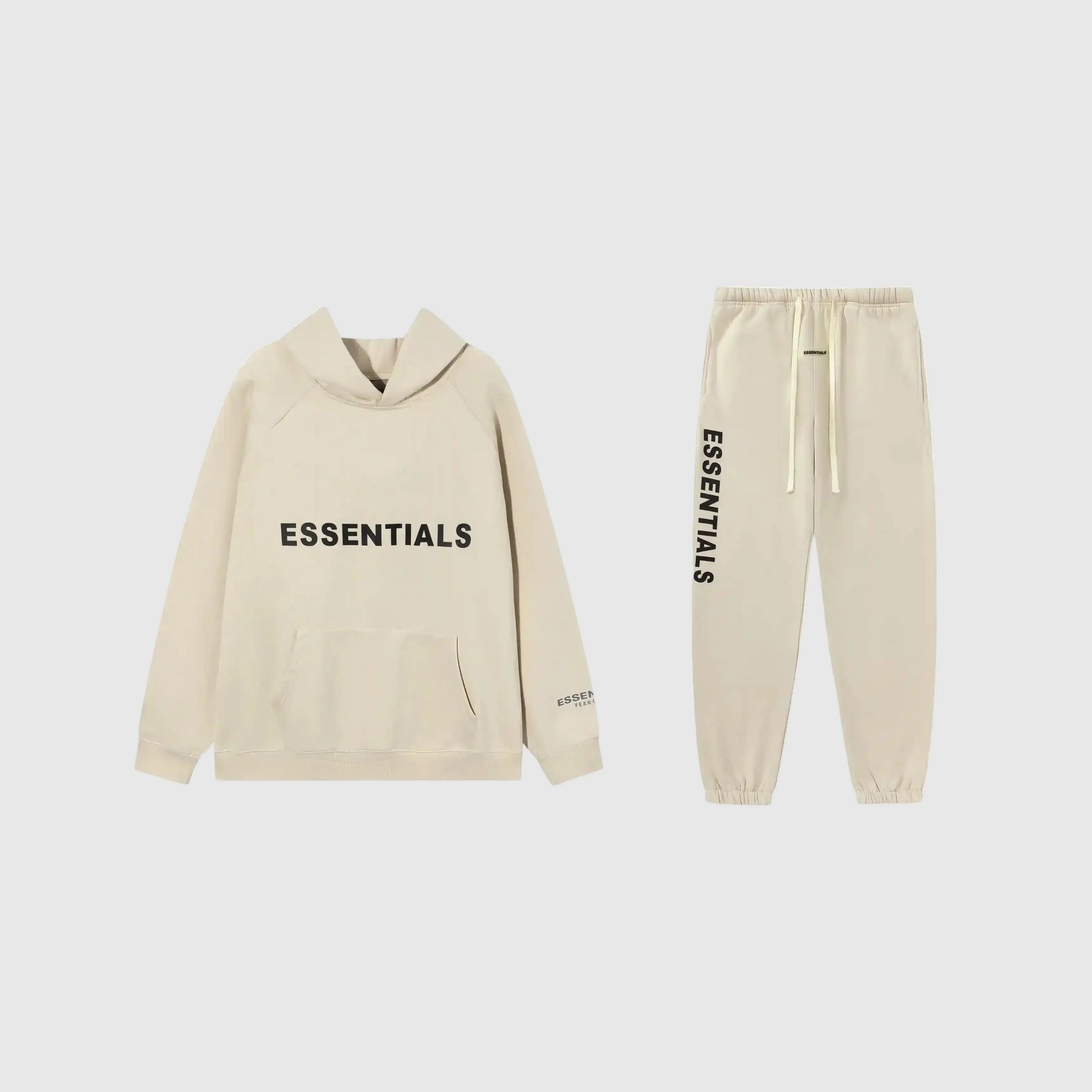 Essentials Beige Hoodie Set front view – Fear of God matching set