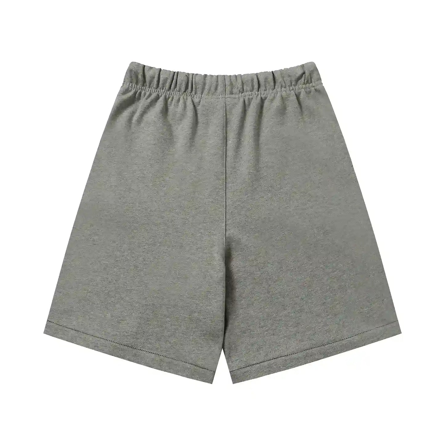 Fear of God Essentials Dark Heather Oatmeal fleece shorts relaxed fit side view