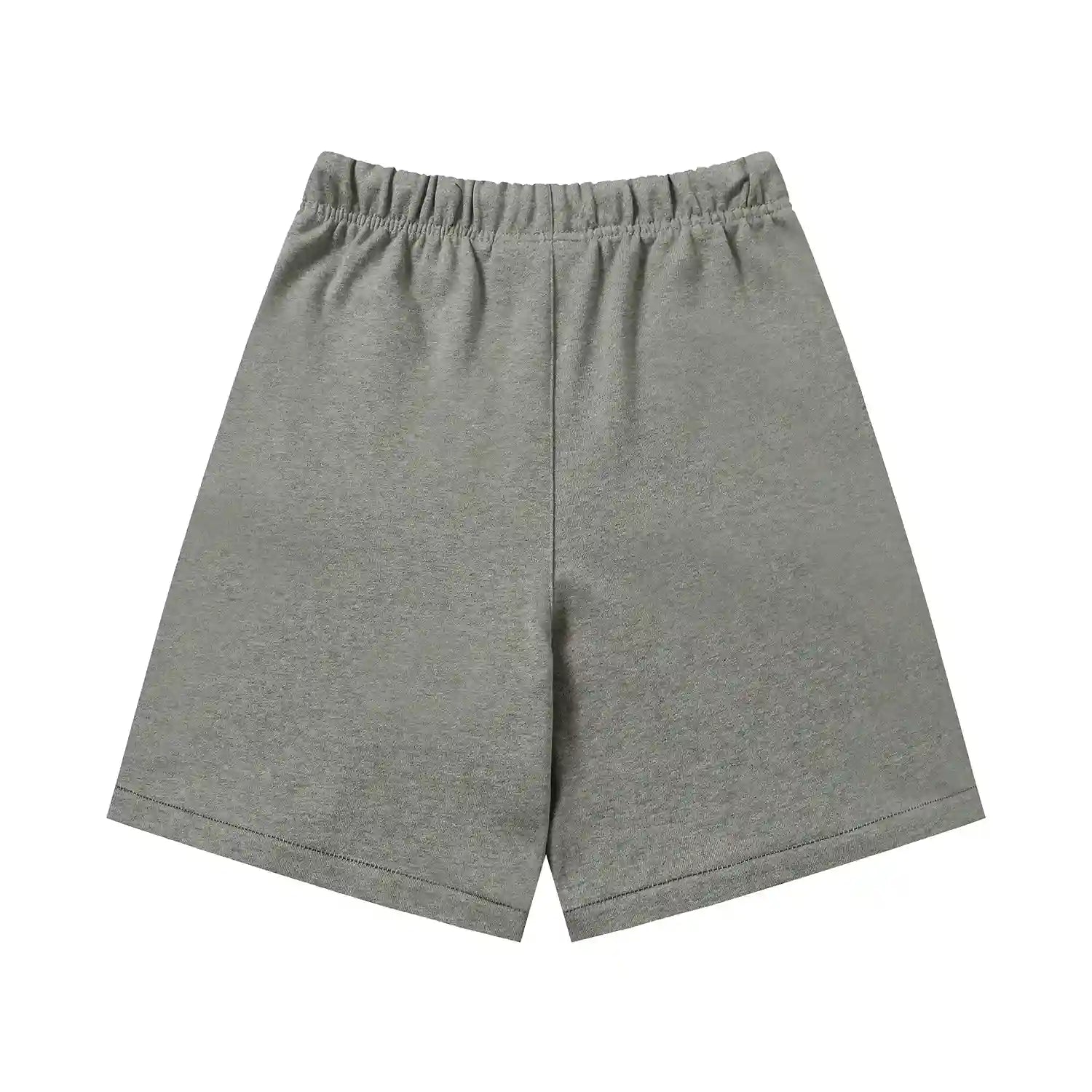 Fear of God Essentials Dark Heather Oatmeal fleece shorts relaxed fit side view