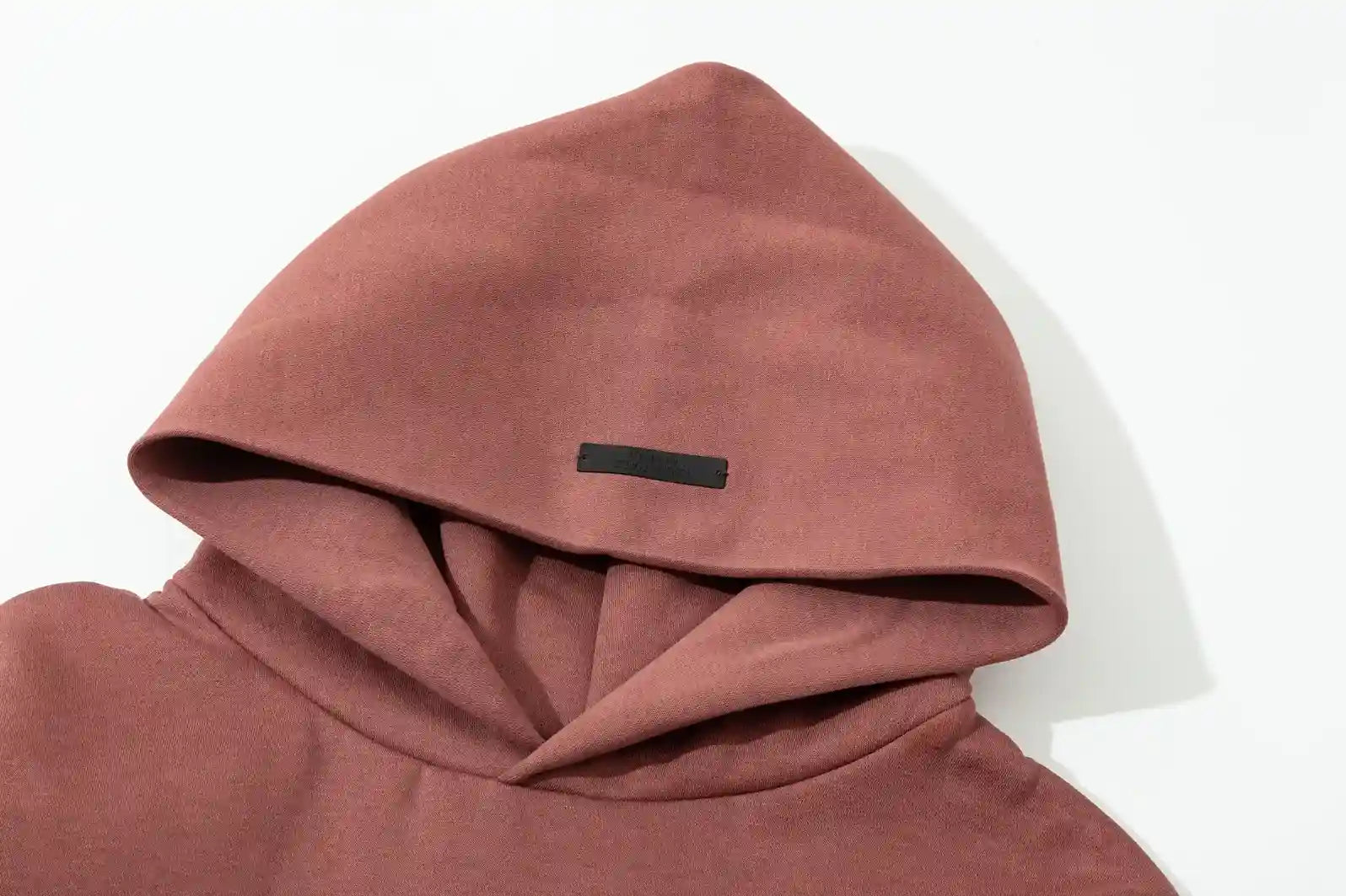 essentials dark chestnut hoodie front view minimalist style